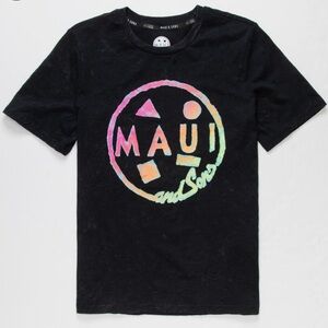 MAUI AND SONS Amped Cookie Neon Off Black Surf Beach T-Shirt. Size S